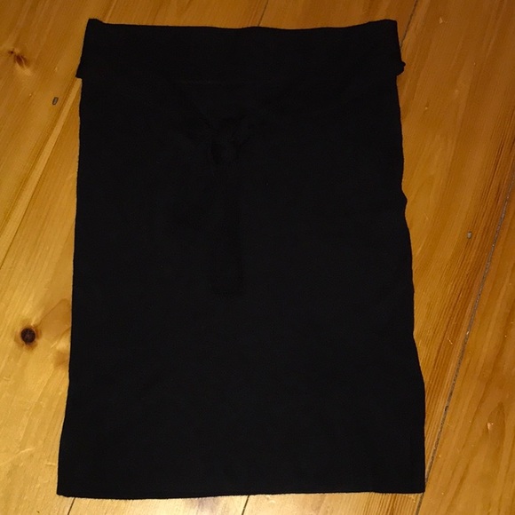 Black Knit Front-Tie Skirt - Picture 1 of 4